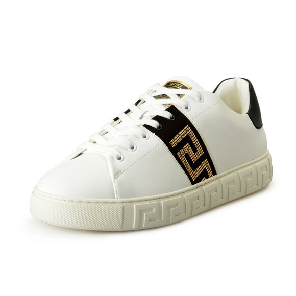 Versace Men\'s Studs & 100% Leather Greeca Stripe Sneakers Shoes US 11.5 IT 44.5 main image 6